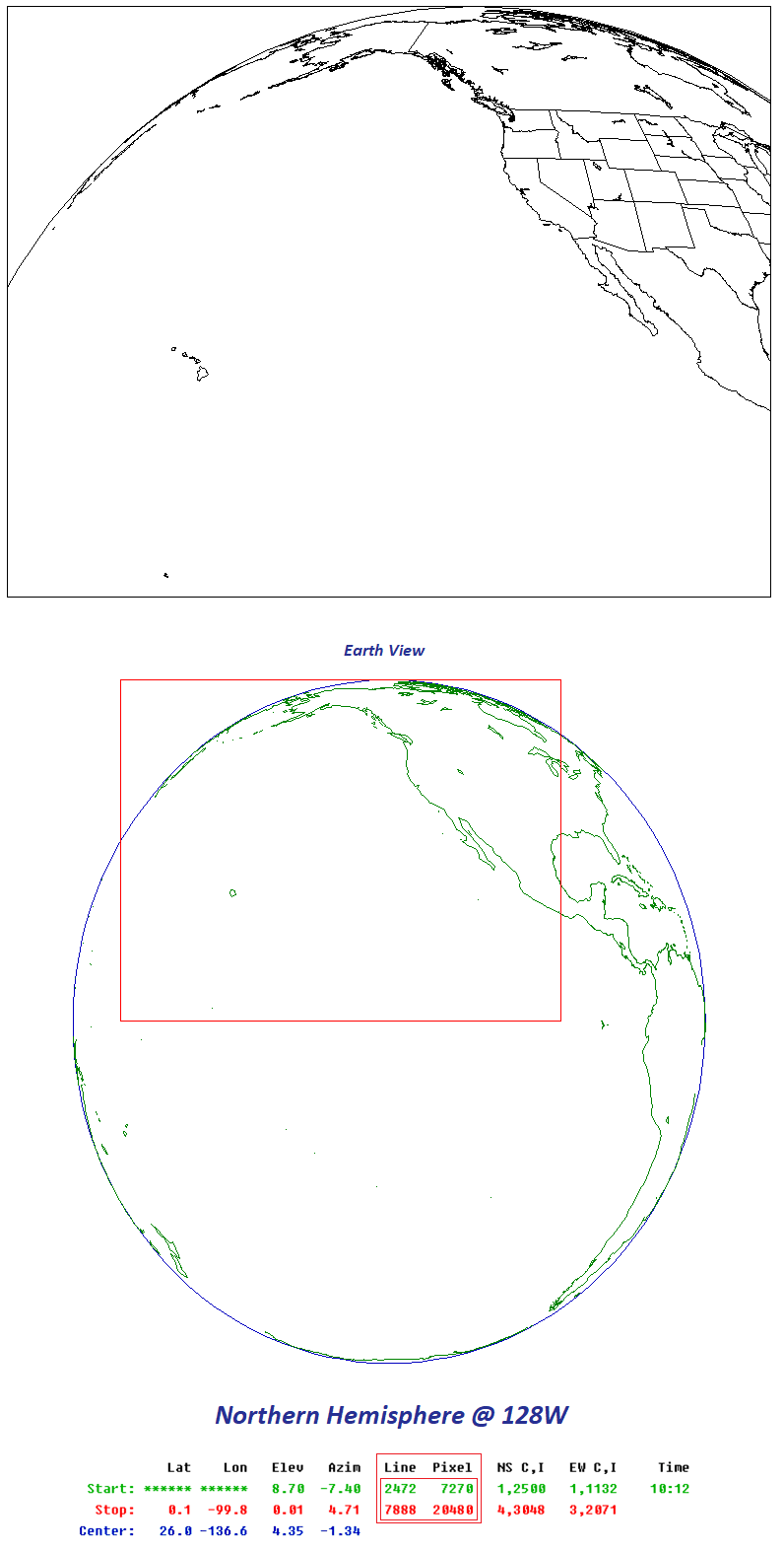 Depiction of GOES-15 Imager Northern Hemisphere Scan Sector